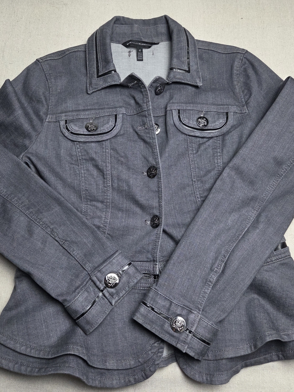 White House Black Market Gray Peplum Blazer - Picture 2 of 14